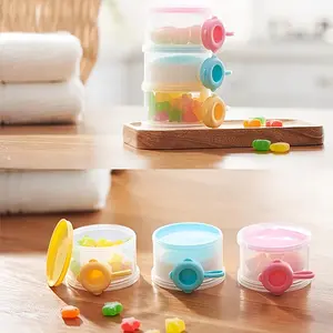3-Layer Colorful Side-Open Milk Powder Box, Multifunctional Stackable Food Storage Container, Portable Outdoor Snack Dispenser