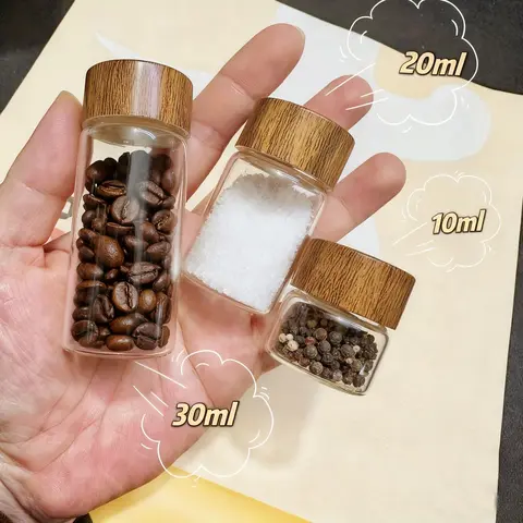 Portable Mini Glass Storage Bottles Set, Glass Spice Jar, Spice Containers, Refillable Jar, 3 glass bottles, Coffee And Sugar Container Set, Travel Picnic Camping Kitchen Organizer, Odorless Glass Container, Pill Dispenser