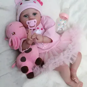 22 inch silicone newborn baby doll - realistic, chubby, cute, with handmade painted skin - the perfect gift for girls and young artists