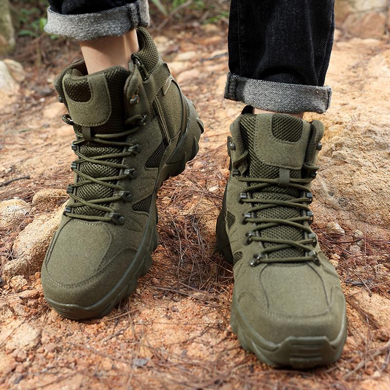 Men's all-season high-top wide fit Outdoor boots, lightweight and breathable anti-skid mountaineering shoes,Hiking boots, desert boots, work boots, suitable for jungle exploration, rock climbing, daily travel, camping, tourism, fishing and other activitie