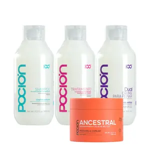 Kit Pocion - Shampoo 450ml + Tratamiento 450ml + Crema para Peinar 450ml + Mascarilla Ancestral 350ml (4 Pack)