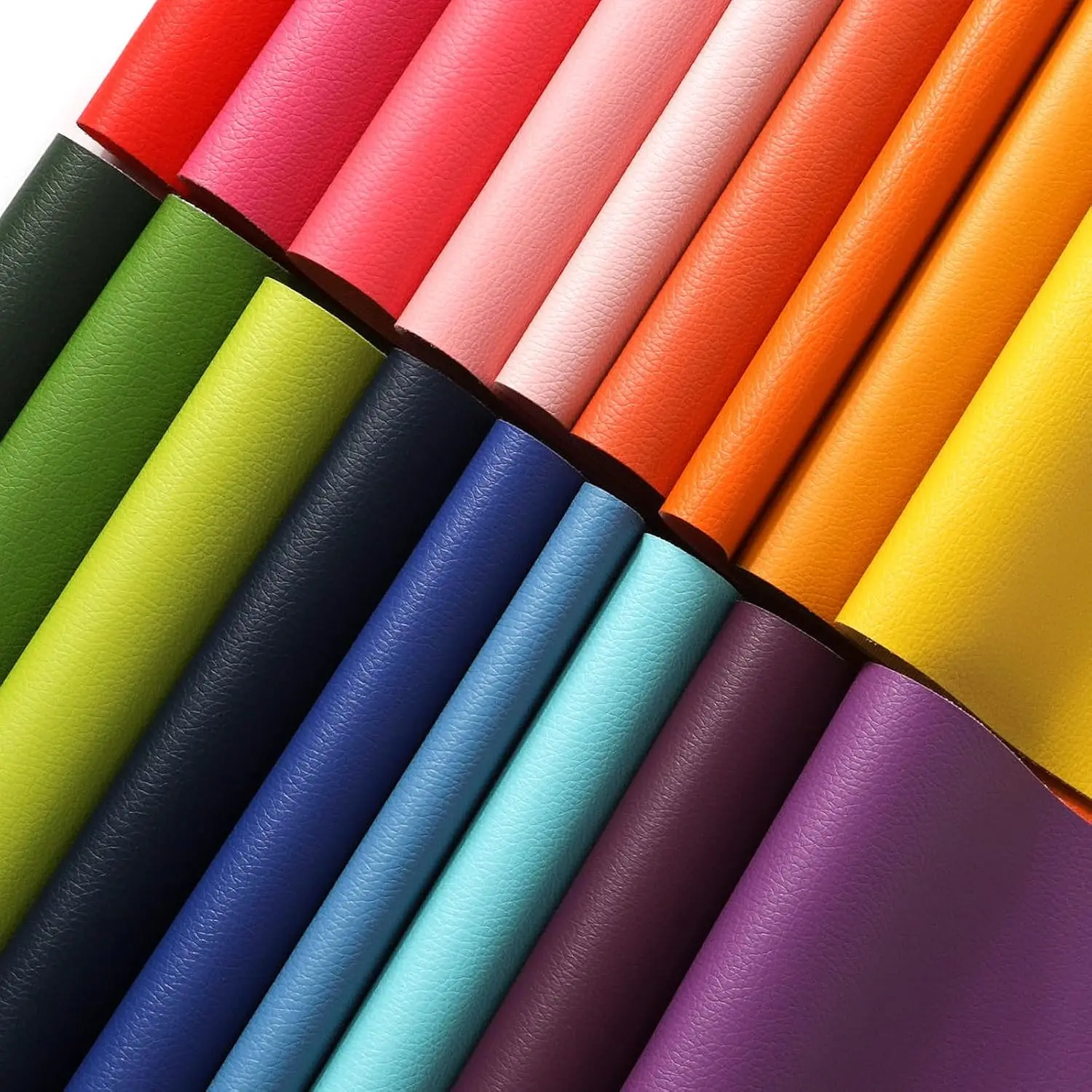 18 Pieces Faux Leather Sheets 8×12 inches Rainbow | Soft Leather Fabric Colourful Sheets Suitable for Making Bows, Leather Earrings, Hair Accessories DIY Projects