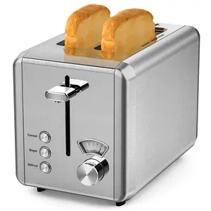 Restored Whall 2-Slice Toaster 850W with 6 Adjustable Browning Settings, 1.5-Inch Extra-Wide Slot, Defrost, Bagel & Cancel Functions, Stainless Steel