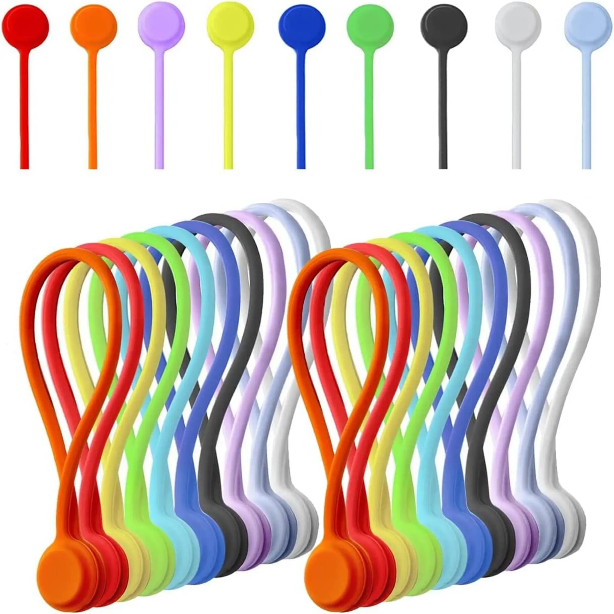 Reusable Silicone Magnetic Cable Ties Twist Ties for Home/Office Cord Wrap