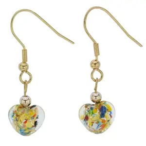 Glass Of Venice Small Murano Glass Heart Earrings - Multicolor Confetti