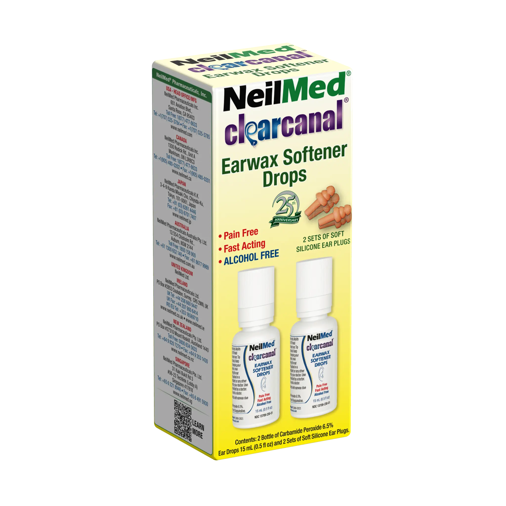 NeilMed ClearCanal Earwax Softener Drops - Pain-Free, Alcohol-Free & Fast Acting Ear Care with Silicone Ear Plugs, 2 Bottles, 15mL Each NeilMed ClearCanal Earwax Softener Drops - Pain-Free, Alcohol-Free & Fast Acting Ear Care with Silicone Ear Plugs, 2 Bottles, 15mL Each