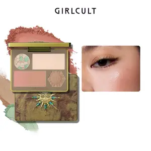 Girlcult Face Palette, 1 Box Long Lasting Highlighter & Blush & Contour Palette, Facial Makeup Product for Women & Girls, Bronzer, Bronzed Glow Up