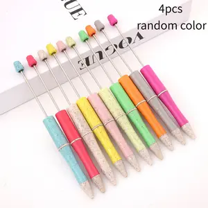 4pcs Creative and Environmentally friendly Wheat Straw DIY Bead Cute Grain Pen Multi color Student Hot selling Stationery Gift Pen