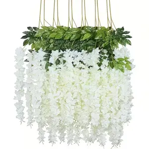 12/24 String Artificial Wisteria Hanging Decor, Artificial Hanging Flowers, Wedding Party Decoration, Valentine's Day Home Decor, Wedding Gift, Romantic Atmosphere