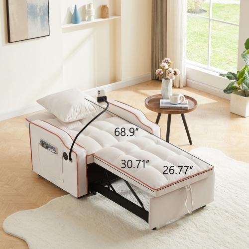 Bellemave  Sleeper Sofa Chair Bed, 3 In 1 Convertible Sofa Chair With With Adjustable Backrest & Phone Holder & USB, Type-C, Adjustable Recliner, Armchair For Living Room Bedroom Apartment Small Space