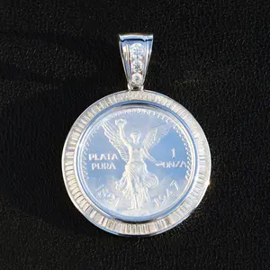 Iced Moissanite Baguette Bezel Centenario Pendant - 925 Silver