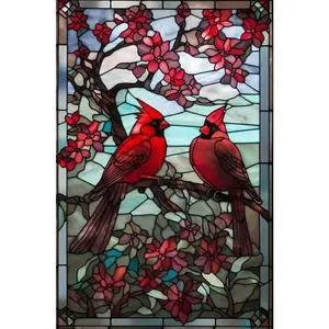 1PCS Stained Glass Style Cardinal Birds Diamond Painting Kit for Adults DIY Crystal Rhinestone Embroidery