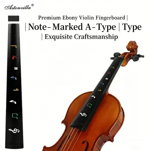 Ln237 4/4 Violin Ebony Fingerboard, A-Type with Fret Markers, Handcrafted Solid Wood, Ideal for Learning, Performance, Maintenance