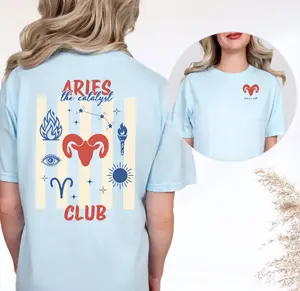 Aries Ram Zodiac T-Shirt | Garment-Dyed Astrology Tee, Vintage Comfort Shirt