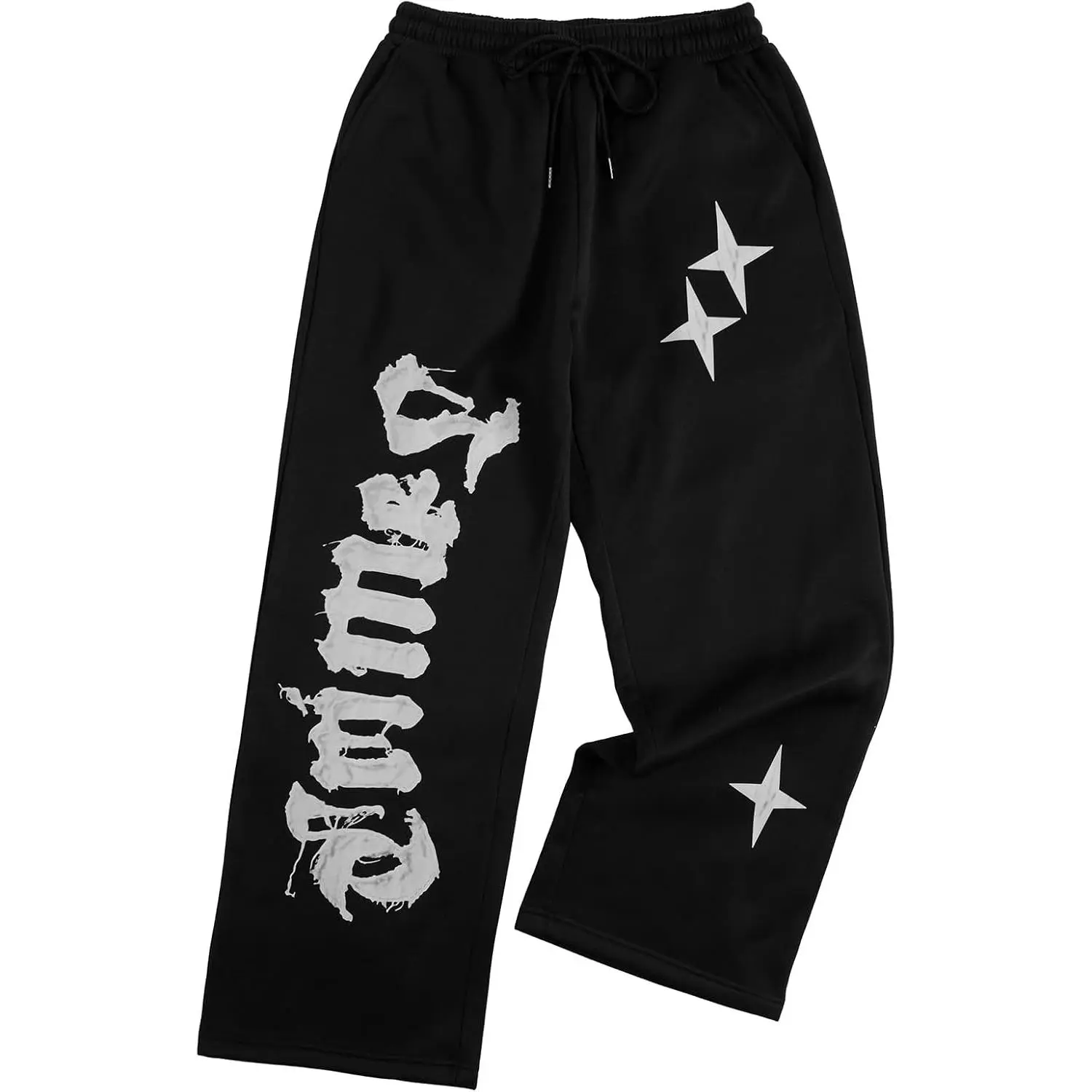 SHENHE Men's Graphic Cross Print Flare Sweatpants Drawstring Gothic Y2k Casual Pants