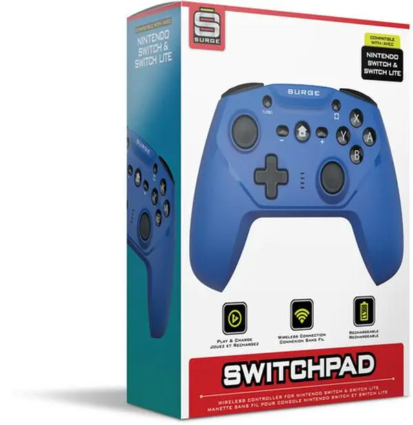 SURGE SwitchPad Pro Wireless Bluetooth Controller for Switch, Blue, Turbo Function, Rechargeable, Responsive Buttons, Stable Connection [Gaming Console Accessories]