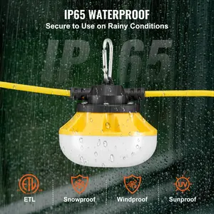 【DealsForYouDays】VEVOR 100FT Construction String Lights, 100W 10000LM, 10PCs String Work Light, 5000K, IP65 Waterproof, with Hanging Hooks, for Construction Site, Temporary Lighting Indoor & Outdoor, ETL Listed