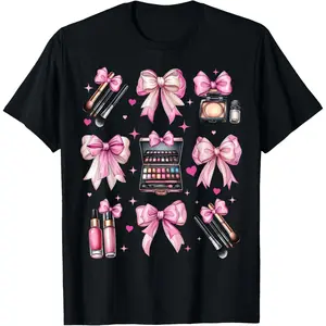 Coquette Bow Makeup Artist MUA Girl Mom Mama Mother's Day T-Shirt