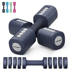 EAST MOUNT Adjustable Dumbbell Set of 2, 12LB Total (2–6LB Each), 5-in-1 Hand Weights with Non-Slip TPU Handle, Compact Adjustable Free Weights for Home Gym, Office & Full-Body Strength Training