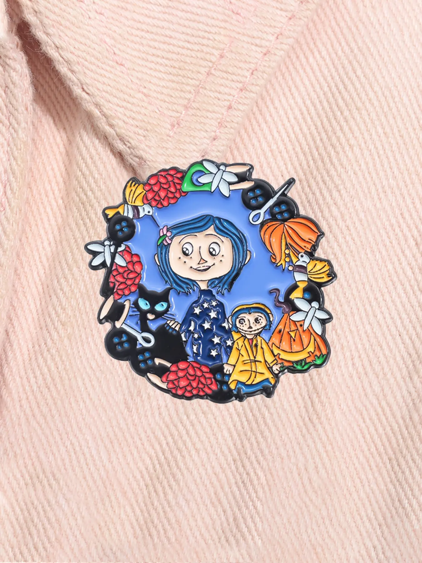 Coraline & the Secret Door Fantasy Animated Movie Enamel Pin Cartoon Character Caroline Anime Alloy Brooch Lapel Backpack Badge Fashion Jewelry Accessories Gift for Friends