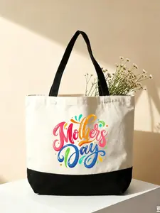 Mother's Day Canvas Handbag with Candy Bubble Texture, Soft Comfortable Large Capacity Foldable Design, Perfect Gift for Mom