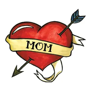 FashionTats Mom Heart Temporary Tattoos | 10-Pack | MOTHERS DAY MAY 14 | Skin Safe | MADE IN THE USA | Removable