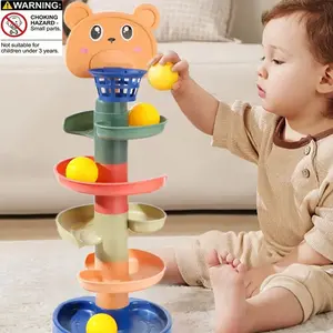 Ramp Toy Basketball Track, Fun Sliding Tower Rotating Track Ball, Rolling Ball Toy Puzzle Game, Suitable for Kids over Three Years Old