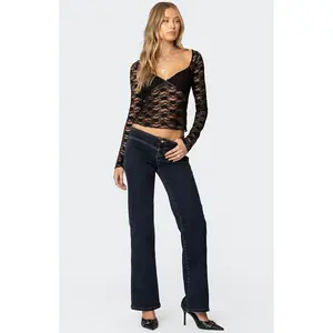 Edikted Women's Ribbon Lace Up Low Rise Jeans