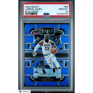 2023-24 Panini Select LeBron James Blue Prizm Concourse #66 Lakers PSA 10
