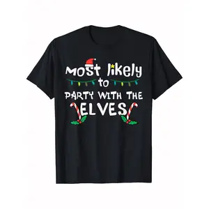 Christmas Likely Party With Elve Xmas Men's T-shirt personality print pattern, casual round neck short sleeve, comfortable version of cotton short sleeve, four seasons can wear
