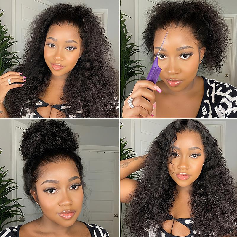 Cynosure 220 Density Water Wave 360 Lace Front Wig Human Hair Pre Plucked Pre Bleached Hidden Strap 360 HD Lace Frontal Wig Affordable Human Hair Wigs For Women