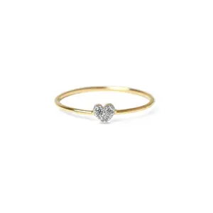 Diamond Heart Solid 14k Gold Ring with Natural Diamonds