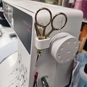6pcs sewing machine scissors storage box and a face patch (3pcs storage box +3pcs face patch), a functional sewing supplies sorting box (with a face glue paste), and a support for storing scissors, tweezers and thread release.