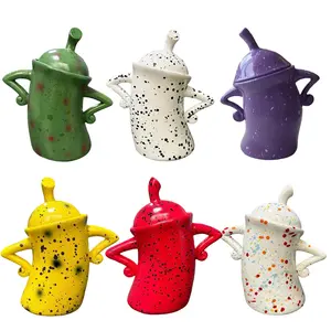 Creative Forked Waist Cup Mugs FoodJars Retro Spotted Cup for Kitchen Storage Jars with Lids Coffee Tea Sugar Spices Kitchenware home pro 30 z tumbler Drinkware Airtight