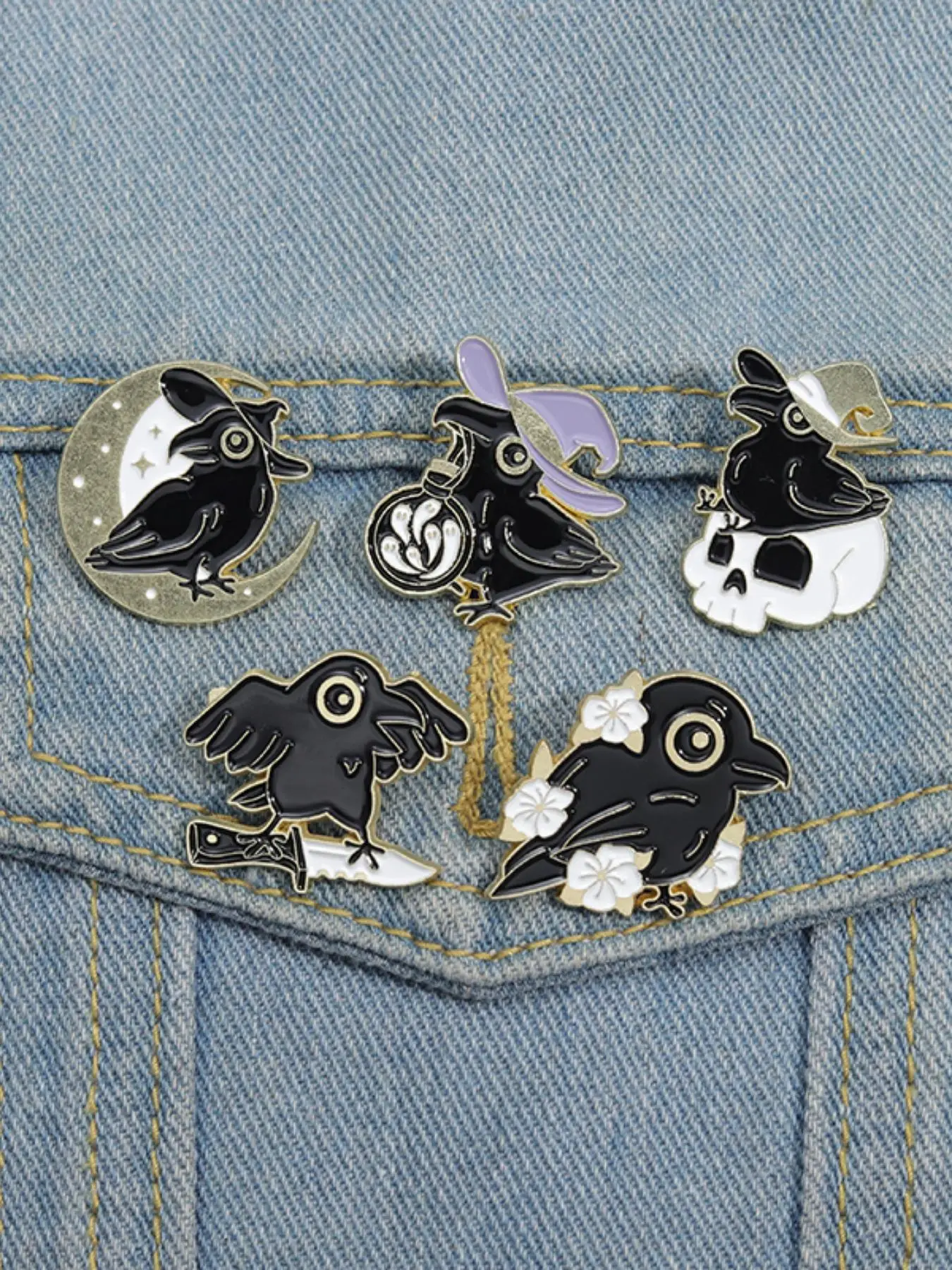 Cute Cartoon Raven Themed Design Brooches, Creative Animal Badge, Fashion Jewelry Accessories for Daily Clothing Decor, Trendy All-match & Exquisite B