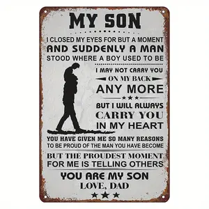My Son Love Dad Retro Metal Tin Sign, Gift For Son Home Funny Wall Art Interior Decoration, Metal Poster For Home Easter Gift