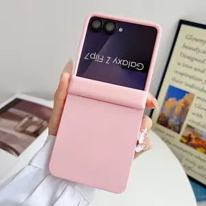 PC Textured Solid Color & Central Axis Dual Magnetic Phone Case, compatible with wireless charging, designed for Samsung Galaxy Z Flip 5/6/7FE/7. A stylish protective cover featuring unique design for daily use, offering reliable defense.