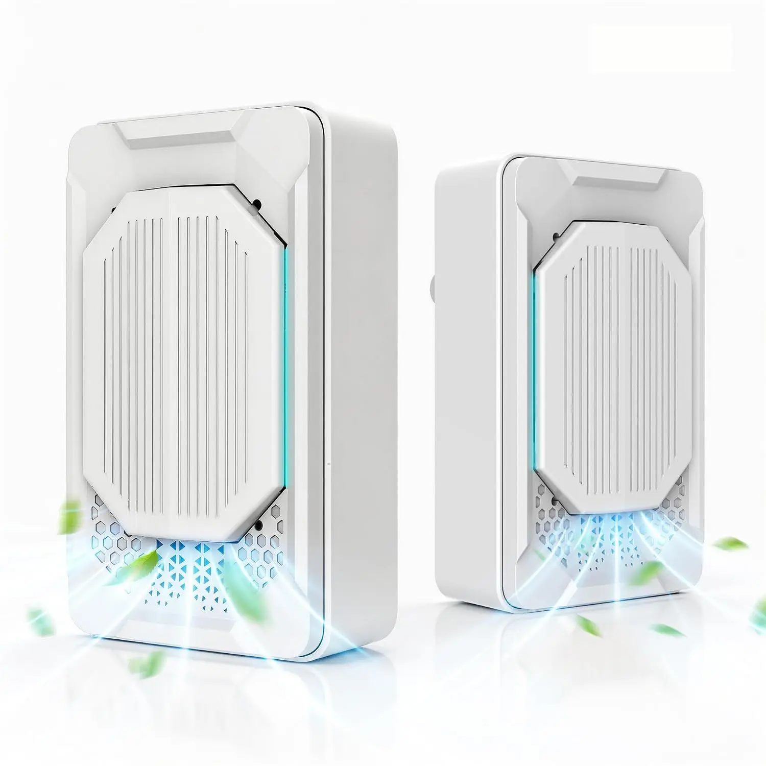 Air Purifiers for Home Pets (2 Pack), Air Ionizers Plug In for Bedroom, Office & Kitchen, Portable Quiet Odor Reducer for Pets, Smoke, Dust & Pollen, Air Freshener, Easy to Use, Low Noise – White