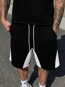 Men's Summer Casual Shorts, Patchwork Colorblock, Daily Wear Sporty Shorts, Athleisure Shorts, Fitted Plain Style, Holiday Fashion, Outdoor Workout Shorts