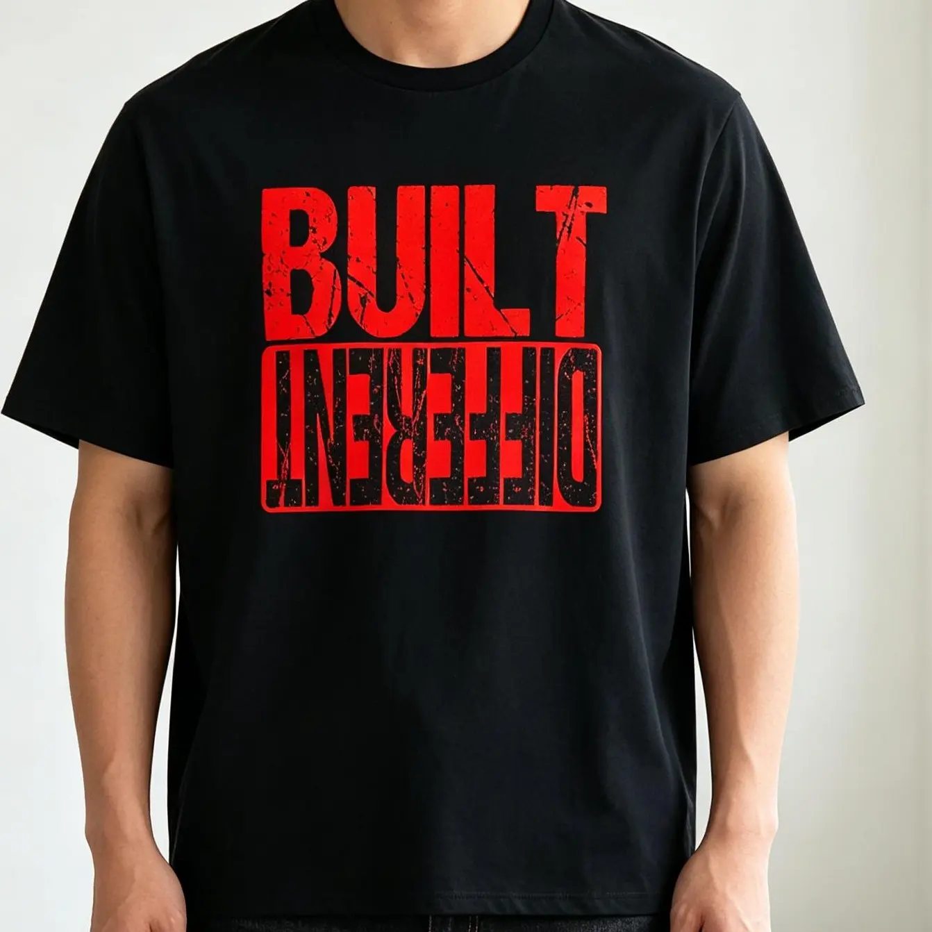 Red Built Different Red Color Graphic Red T-Shirt  Graphic tees Casual Shortsleeve
