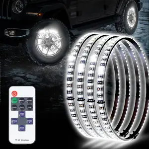 Adjustable 6500K Ultra-Bright Pure White LED Wheel Ring Lights for Trucks Cars SUVs Pickups Vehicle Offroad | Single-Sided Single Row