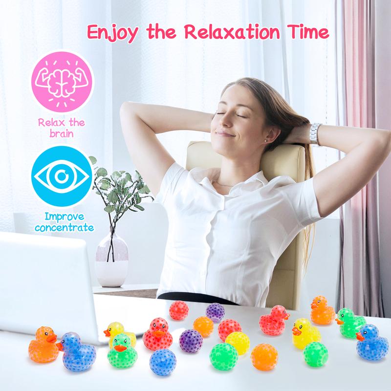 22/30/46PCS 22PCS Stress Ball for Kids, Cute Duck Stress Ball Multicolor Squeeze Balls Stress Relief Fidget Toys Ease Anxiety Sensory Stress Balls School Goody Bag Stuffers Party Favor Gifts Toy Boys Girls