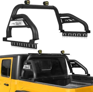 MONOKING Roll Bar for Mid Size Pickup Truck with Dual Pod Lights, Sport Bar for Tonneau Cover for 2007-2026 Gladiator JT Tacoma Frontier Canyon Colorado Ranger, Rugged Carbon Steel