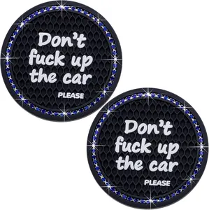 2 count Bling  Rhinestone Cup Holder Coaster  2.75 Inch Anti-Slip Auto Insert Cup Coaster  Sparkling Interior Decor Accessories for  &  (Black & Blue)
