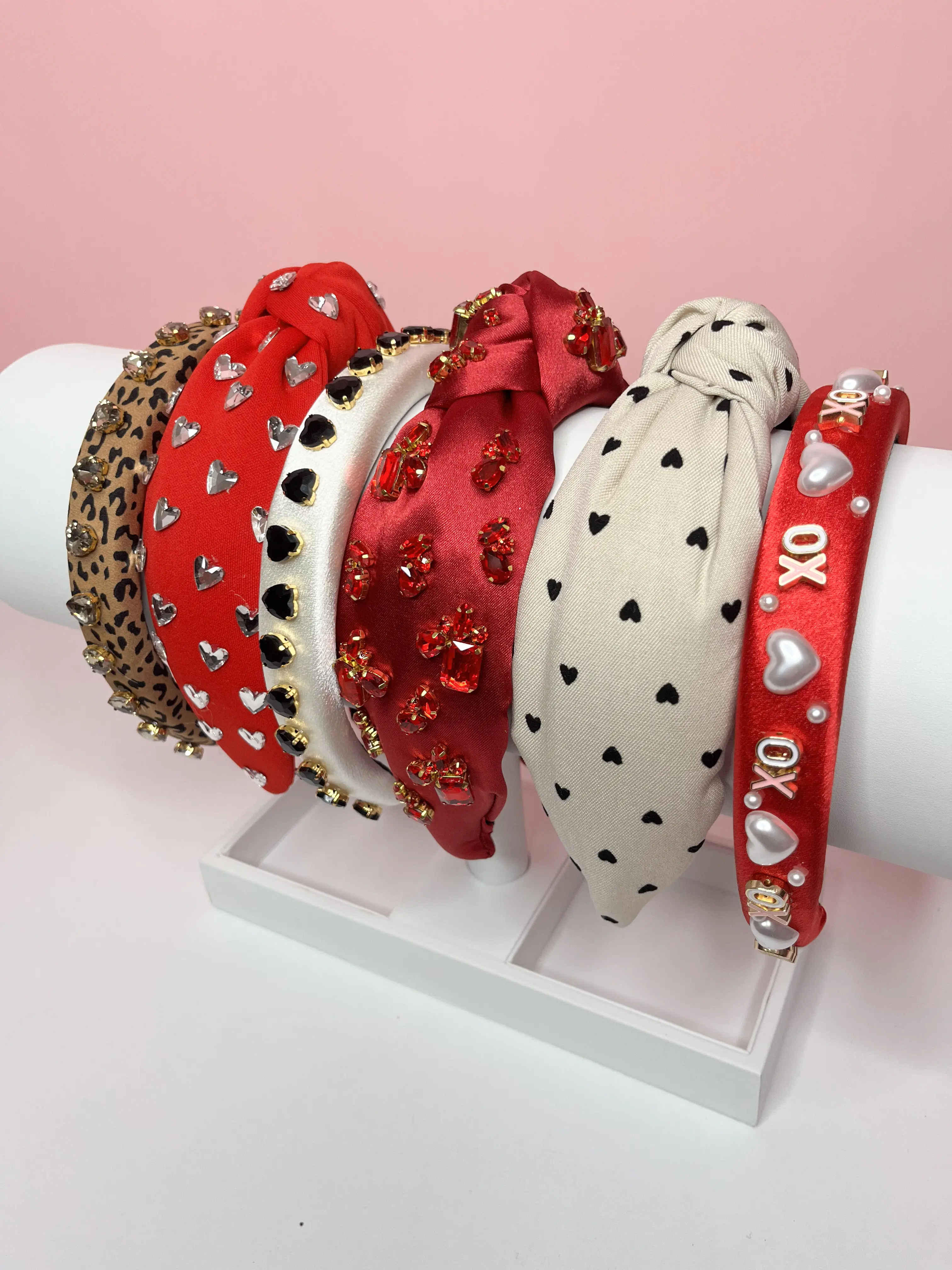 Red, Leopard & Cream Headbands – Heart Gem Hair Accessories, Slim & Statement Styles