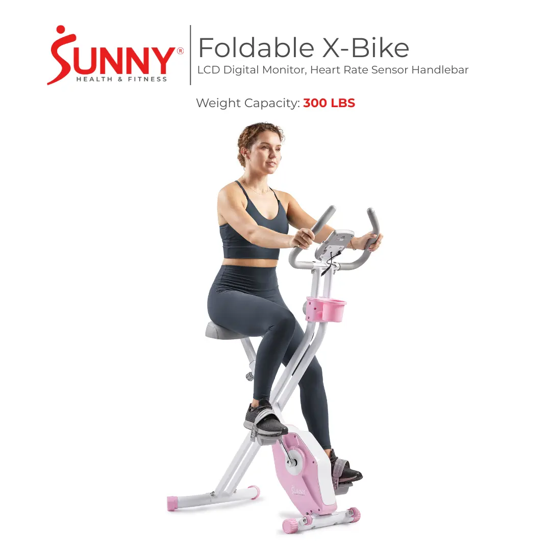 SUNNY Foldable X Bike with LCD Monitor and Heart Rate Sensor Whole Body Workout Home Gym Fitness Equipment with 14 Magnetic Resistance Levels Compact Space Saving Indoor Cycling Exercise Bicycle for Cardio Endurance Training and Low Impact Home Workouts SUNNY Foldable X Bike with LCD Monitor and Heart Rate Sensor Whole Body Workout Home Gym Fitness Equipment with 14 Magnetic Resistance Levels Compact Space Saving Indoor Cycling Exercise Bicycle for Cardio Endurance Training and Low Impact Home Workouts