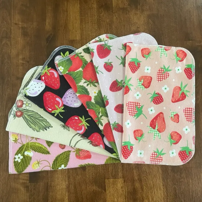 Strawberry Variety Pack - Eco-Friendly Reusable Kitchen Paper Towel Replacement Cotton Flannel Household