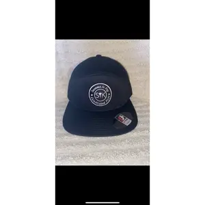 Success Is Key black 7 panel leather strapback