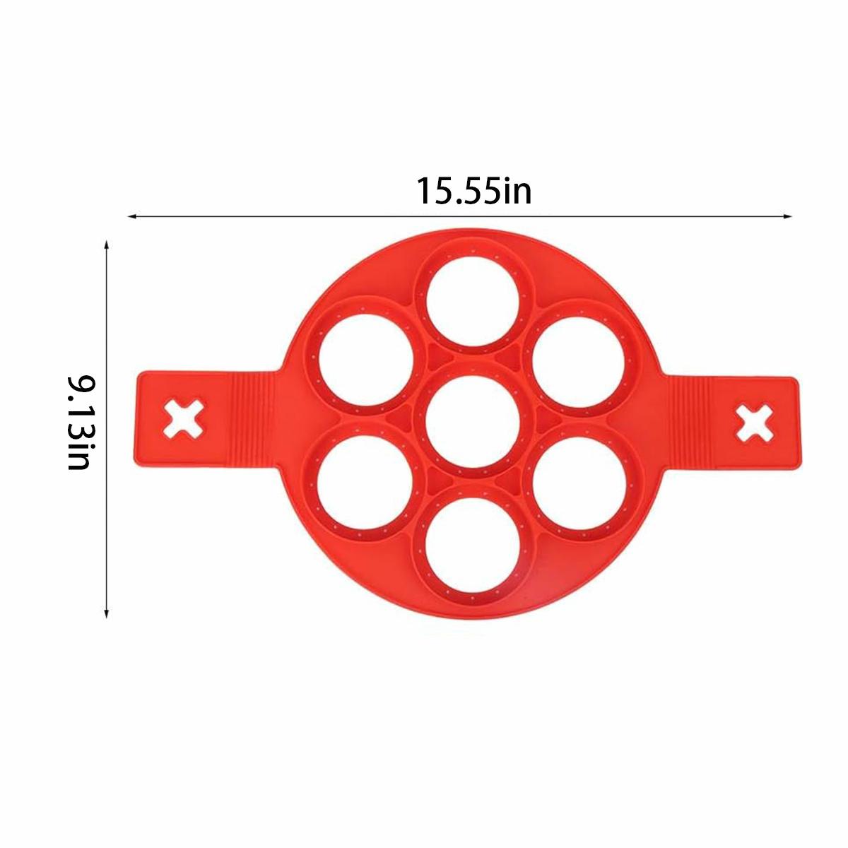 1pc Non Stick 7 Hole Silicone Baking Mold Multifunctional Round Pancake Egg Frying Tool Reusable Kitchen Accessory For Breakfast Making