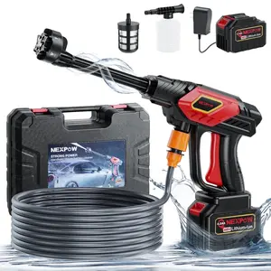 NEXPOW XM16 Cordless Pressure Washer 1000PSI 2.4GPM Portable Power Cleaner with 6-in-1 Nozzle & 32.8Ft Hose for Cars Patios Efficient Cleaning Battery
